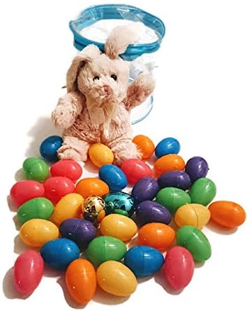 Plastic Bright Easter Egg Assortment 70 Perfect for Easter Egg Hunt/Surprise Egg/Easter Bunny Stuffed Animal Bundle
