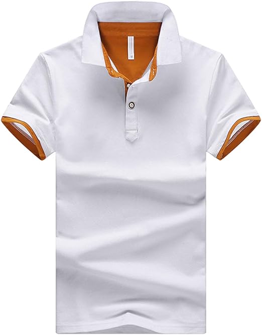 Amazon Missx ポロシャツ メンズ 半袖tシャツ ボタンダウン シンプル スポーツ ゴルフ 快適 吸汗速乾 トップス 白橙l シャツ 通販