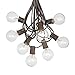 25 Foot G40 Outdoor Patio String Lights With 25 Clear Globe Bulbs - UL Listed Indoor/Outdoor - Market Bistro Cafe Hanging Lights - C7/E12 Base - Brown Wire