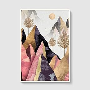 Framed Canvas Home Artwork Decoration Nordic Style Abstract Color Canvas Wall Art for Living Room, Bedroom - 16x24 inches