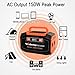 Webetop 167Wh 45000mAh Portable Generator Inverter Battery 150W Camping Emergency Home Use UPS Power Source Charged Solar Panel/Wall Car 110V AC Outlet, 3 DC 12V, 2 USB Port