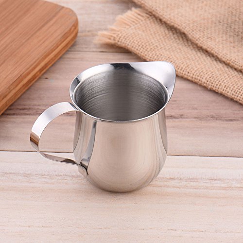 Lautechco Stainless Steel Coffee Shop Espresso Milk Latte Art Frothing Jug Cup Jar 60ml 90ml 150ml 24 0ml (5oz/150ml)