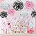 Paper Flower Tissue Pom Poms Baby Shower Party Supplies (silver,pink,white,18pc)