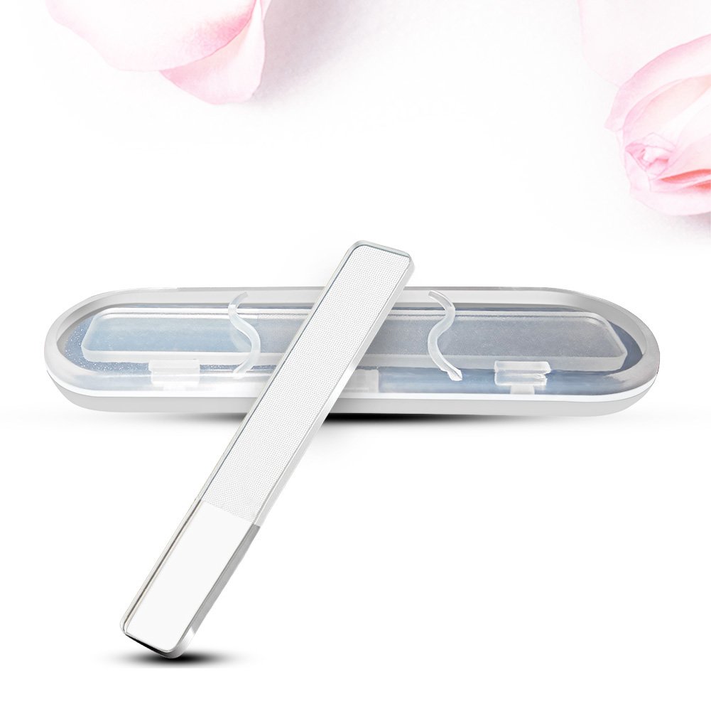 Professional Nano Cristal Limes à ongles, Aroc Manucure Pédicure Soin des ongles poli fichier ongles des ongles pour ongles naturels et acrylique avec étui de rangement (Poignée sans miroir) (1pc)