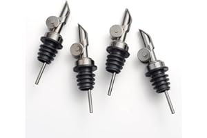 Molimoli Liquor Pour Spout Made of Stainless Steel with Automatic Anti-Oxidation Mechanism, Bottle Pourers for Alcohol, Olive Oil Dispenser Spout, Wine Pourer Spout, Oil Bottle Spout, 4-Pack, Black