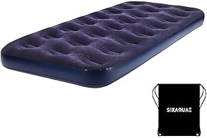 SIXAQUAE AIR Mattress Mini Single Camping Air Mattress,9" Raised Inflatable Air Bed,Comfort Flocked Portable Blow up Bed with Patch Kit for Home Camping Travel