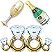 JETTINGBUY 4 Pcs Diamond Engagement Wedding Ring Balloons + Champagne Bottle and Goblet Hydrogen Balloons, for Wedding Anniversary Engagement Party Decorations