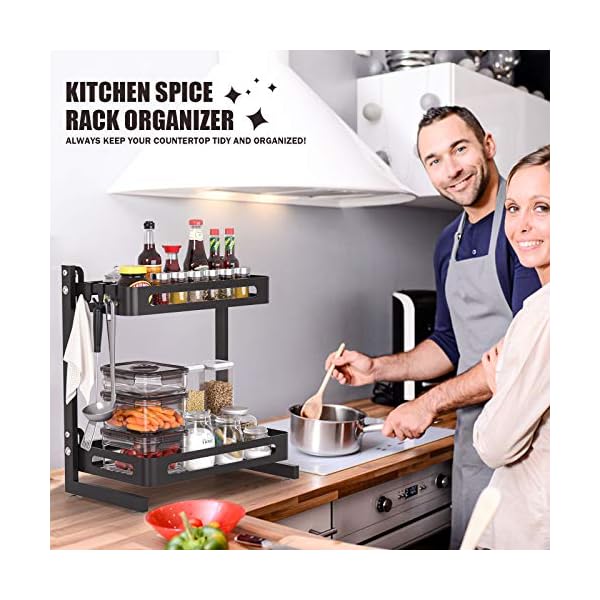 SOLEDI-Spice-Rack-Organiser-for-Countertop-Stainless-Steel-Kitchen-Countertop-Storage-Rack-Sturdy-and-Durable-Maximize-Kitchen-Space-Easy-to-Assemble-2-Tier SOLEDI Spice Rack Organiser for Countertop, Stainless Steel Kitchen Countertop Storage Rack, Sturdy and Durable…