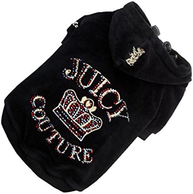 Brand designer dog clothes JUICY letters pattern clothes for dogs puppy clothes (L, Black)