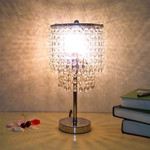 Hsyile Lighting KU300152 Crystal Chandelier For Bedroom Nightstand Table Lamp,Finish Chrome,1 Light