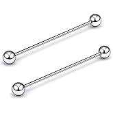 Xnsjeyy 14G 16G Astm F136 Titanium Nipple Tongue Rings Piercing Jewelry Industrial Straight Barbell Tongue Nipple Ring Piercing Jewelry For Women Men Bar Length 6MM - 40MM