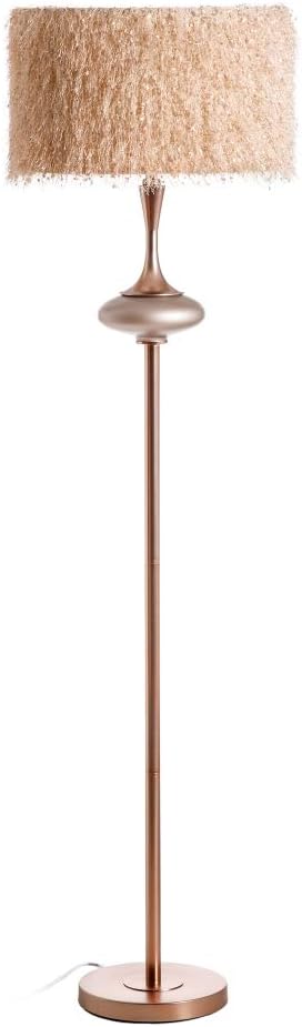 lampara de pie con pantalla de flecos contemporanea de cristal en oro rosa de o 43x164 cm lolahome