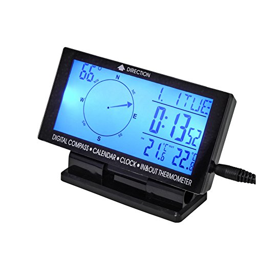 Buy 4.6 Inch Digital Car Inside Outside Thermometer 5 in 1 Car Compass
