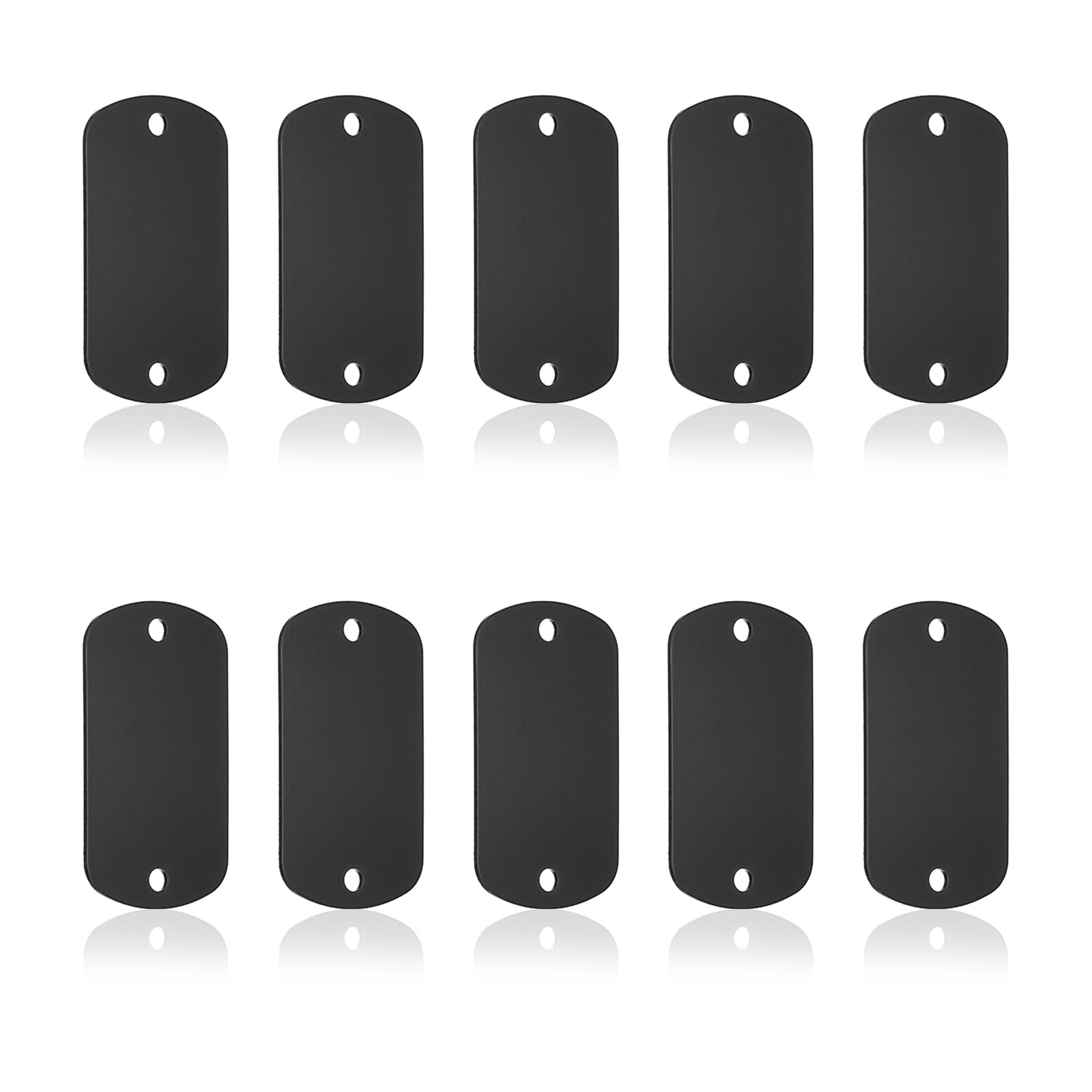 PATIKIL 10pcs Metal Stamping Blanks, Rectangle Stamping Tags Blanks Aluminum Plate DIY Name Tags 5x3cm Metal Engraving Blanks 2 Holes for Laser Engraving Stamping Craft Dog ID Tags, Black