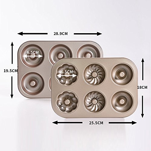 Bakerdream Donut Pan Makes 6 Donuts,3 Pattern and Non-Stick Donut Mold Safe Baking Tray Maker Pan for Cake Biscuit Bagels Donut Cake Mold - Thumbnail 6