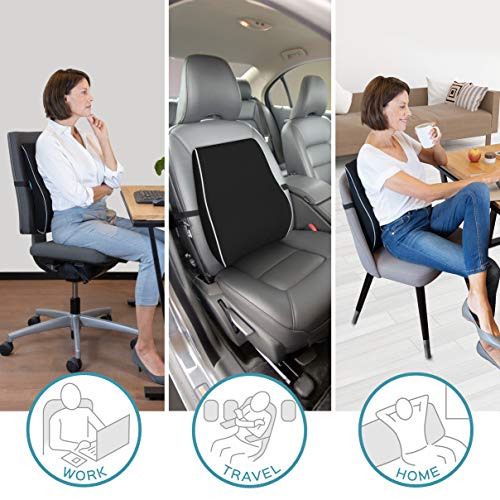 bonmedico Orthopedic Lumbar Support Pillow, Back Cushion with Memory Foam, Posture Corrector for Back Support and Back Pain Relief, Ergonomic for Car Seat, Home, Office-Chair, Black, Standard - Thumbnail 4