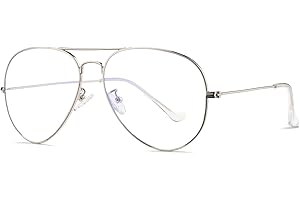 HJSTES Clear Lens Aviator Glasses Blue Light for Women Men Classic Pilot Frame Non-prescription Eyeglasses