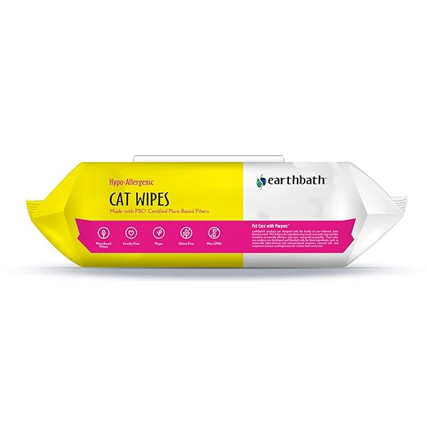 EARTHBATH HYPO-ALLERGENIC GROOMING WIPES – FRAGRANCE FREE ALOE VERA, VITAMIN E, GENTLE ON SENSITIVE SKIN, GOOD FOR DOGS & CATS – HANDILY CLEAN YOUR PETS’ DIRTY PAWS & UNDERCOAT – 100 COUNT, PACK OF 1