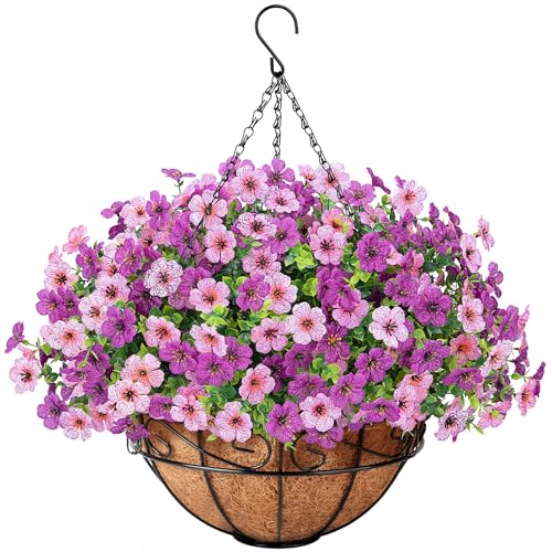 Besteek Artificial Hanging Flowers Basket