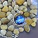 Jiayiqi Women's Charming Blue Star Crescent Moon Galactic Universe Cabochon Pendant Necklace