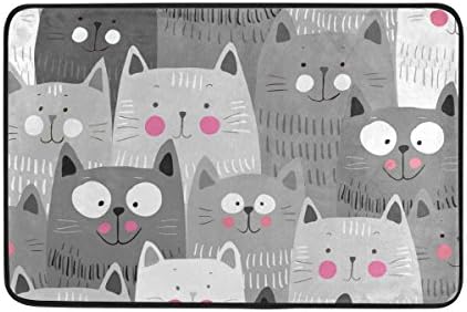 JSTEL Cute Cats Colorful Doormat Indoor/Outdoor Washable Garden Office Door Mat,Kitchen Dining Living Hallway Bathroom Pet Entry Rugs with Non Slip Backing