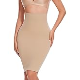 JOYSHAPER Half Slips Shapewear Skirt Under Dress Tummy Control High Waist Shapewear Half Skirt With Built In Thong