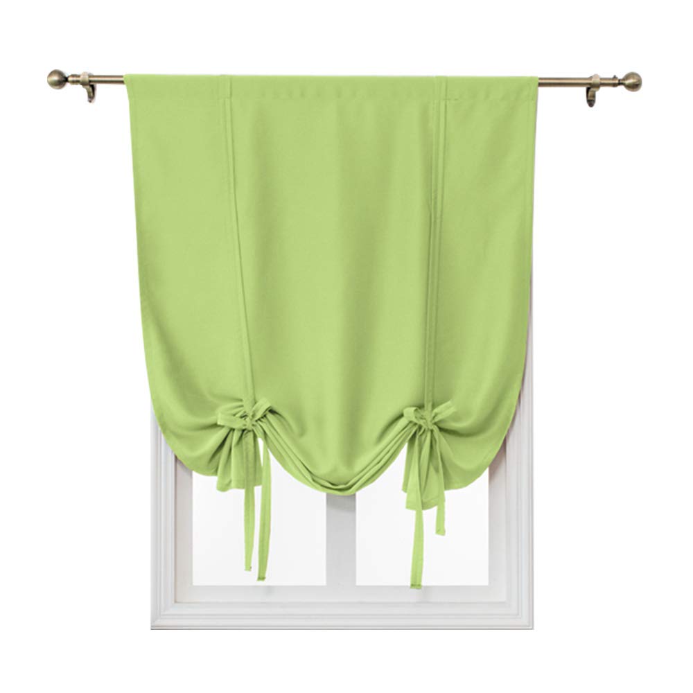 ele ELEOPTION Tie-Up Simple Blackout Curtain, Rod Pocket Thermal Insulated Room Darkening Roman Shade for Bedroom Living Room Kitchen Small Window (Green, 60x120cm)