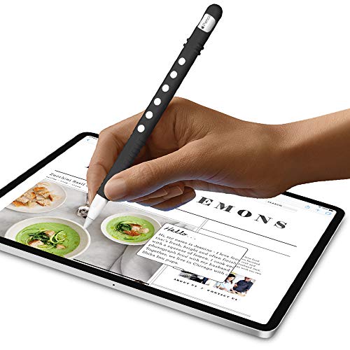 Silicone Case for Apple Pencil 2nd Generation Holder Sleeve Skin Pocket Cover Accessories Kit for iPad Pro 11 12.9 inch 2018, Soft Grip Pouch Cap Holder and 2 Protective Nib Covers (Black)