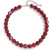 Caiyao Handmade Adjustable Acrylic Round Beaded Choker Necklaces Bohemia Colorful Resin Geometric Beads Statement Necklace for Women Men Costume Party Summer Vacation Jewelry Gifts