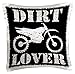 3dRose pc_180550_1 White Image and Dirt Lover Text with Distressed Dirt Bike Graphics Pillow Case, 16