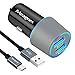 Meagoes Fast Car Charger, Compatible Samsung Note 9/Note 8, Galaxy S10 Plus/S10/S10e/S9 Plus/S9/S8+/S8, LG V40 ThinQ/G7, Dual Quick Charge 3.0 Port, Rapid Charging Car Adapter with 3.3ft USB C Cable