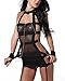 The Victory of Cupid Black Transparent Miniskirt Bundle, Iron Handcuffs, Black, OS