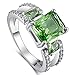 Narica Women's 925 Silver Plated 8mmx10mm Emerald Cut Green Created Amethyst CZ Wedding Engagement Ring Band Size 9