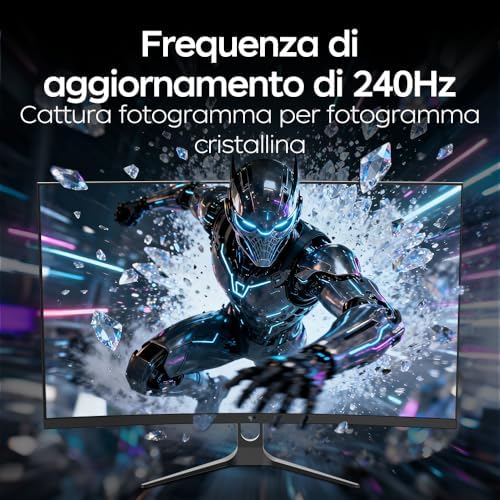 Monitor Gaming Curvo 32 Pollici 240Hz | FHD | 1ms MPRT | Pannello VA 1500R | HDR | Contrasto 5000:1 | AMD FreeSync, Flicker-Free | sRGB 128% Ampia Gamma Cromatica | HDMI 2.0/DP 1.4 | VESA | H32C5