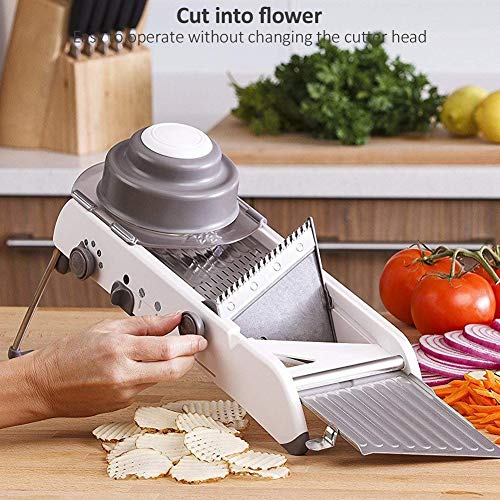 18 Types Adjustable Mandoline Slicer Stainless Steel Manual Cutter Vegetable Grater Julienne Slicer Fruit Waffle Kitchen Potato Cutter White