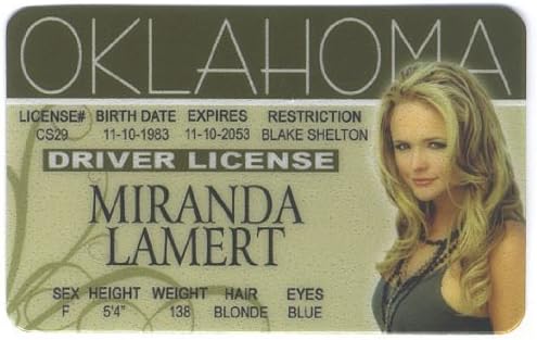 Miranda Lambert Fun Fake ID License