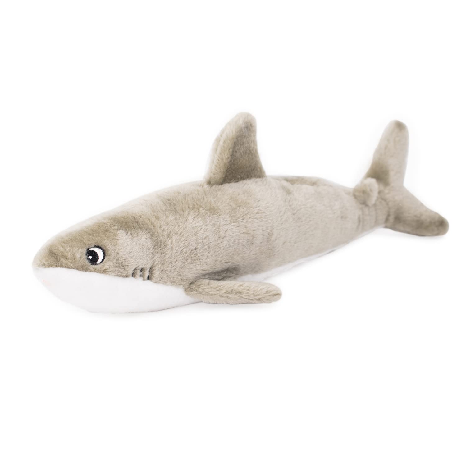 ZippyPaws - Jigglerz Tough Stuffing Squeaky Plush Dog Toy, Ocean Themed Toys - Shark,20 x 4 x 4 in