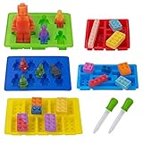 5 Pack Silicone Chocolate Candy Molds, Minifigure and Building Brick Molds for Fondant Ice Cube Crayon Jello Gummy Cake Baking Cupcake Decoration