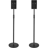 DAGCUXIN Speaker Stands, Adjustable Height from 33" to 48", 2 Packs | All Metal Speaker Stands Pair for Small Speakers，Holds up to 8.8 lbs, Easy DIY Assembly, DX-718, Black