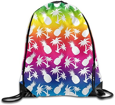 Fashion Printed Sackpack Rainbow Seamless Pineapple With Coconut Drawstring Bag Unique Gym Backpack Bags