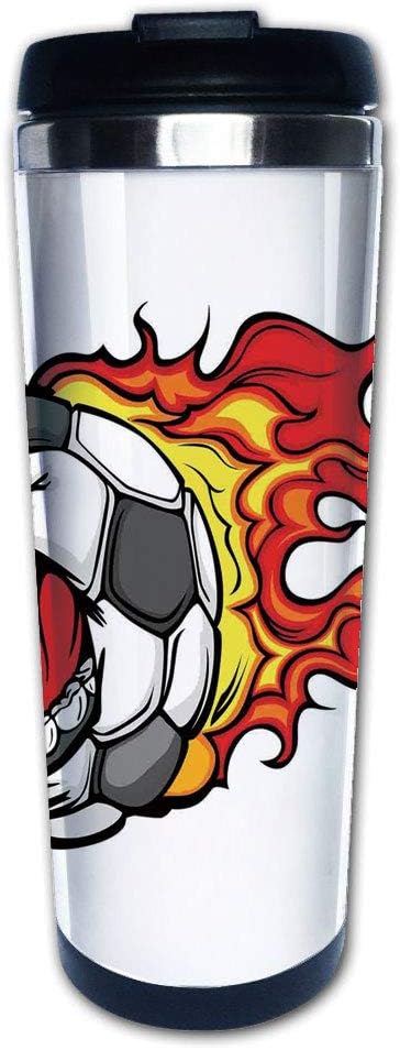 Amazon ステンレススチール 断熱 コーヒートラベルマグ アグレッシブなアングリー意味の炎のサッカーボール こぼれ防止フリップ蓋 断熱コーヒーカップ 保温保冷 13 6オンス 400ml カスタマイズ可能な印刷 400ml Zhiwen Cupa Iprint 使い捨てドリンクカップ