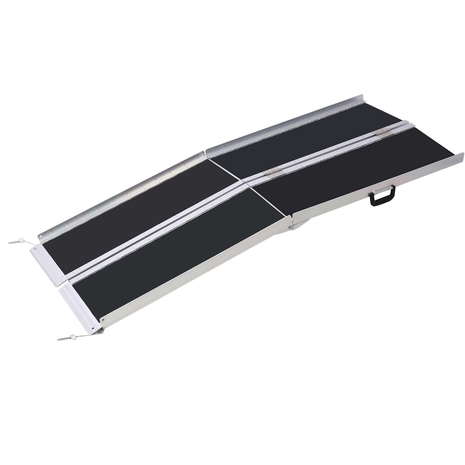 Photo 1 of 5FT Portable Wheelchair Ramp, Non-Skid Aluminum Handicap Ramps with Handle, 600 LBS Capacity Door Threshold Ramps for Home Steps, Stairs,car,Doorways, Curbs, Cart (5FT(Using Height 5-15"))