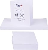 Craft UK 996 4 x 4 inch Card and Envelope Pack of 50 White