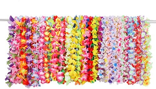 Hawaiian Leis Party Pack, Adlor Tropical Hawaiian Luau Leis Necklaces Luau Flower for Party Favors,Beach Theme Party,Birthday Supplies,Wedding Party,36pcs
