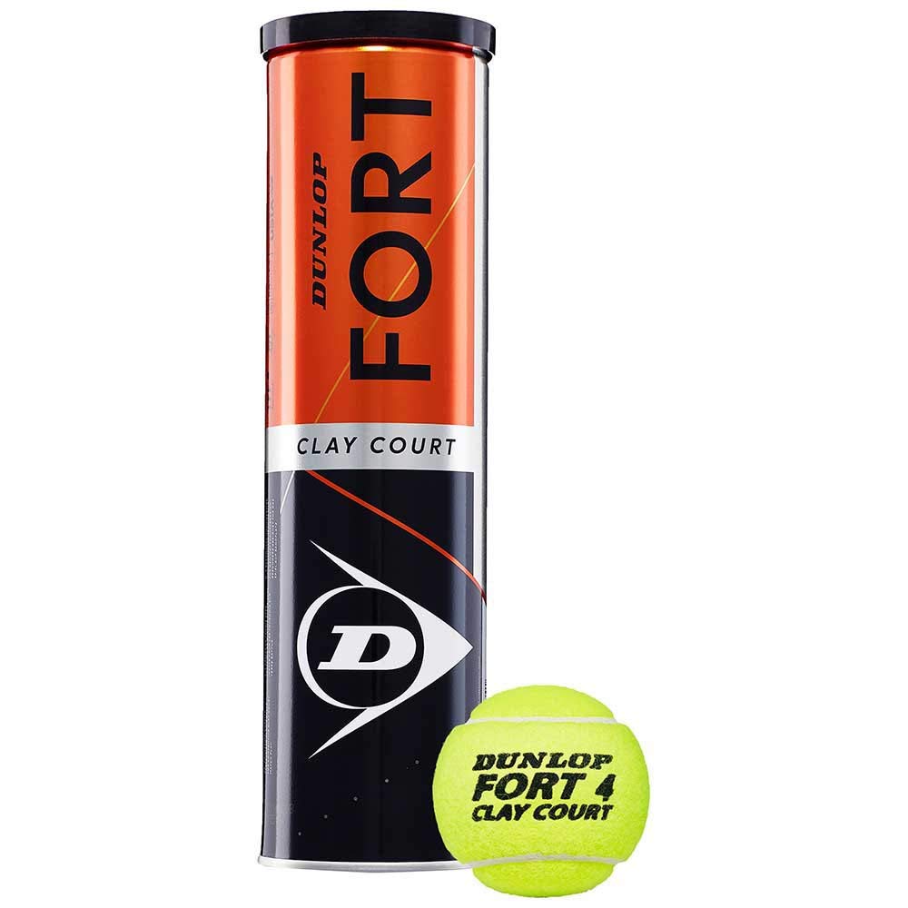 DUNLOP Tennis Ball Fort Clay Court – The Pro on the Clay Court (1 x 4 Tin), Yellow