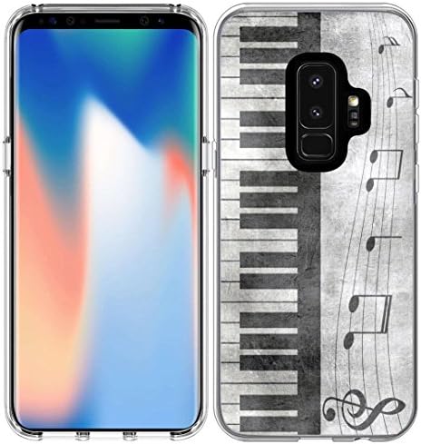 Case for S9 Plus Music/Replacement Case Compatible For Samsung Galaxy S9 Plus/S9+ Protector Cover Skin Protective Protector TPU Rubber Clear + Retro Musical Piano Music Note Design