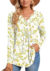CATHY Womens Long Sleeve Tunic Tops Henley Shirt