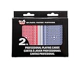 2-Decks Poker Sized 100% Plastic Playing Cards, Washable & Cleanable (1 Red & 1 Blue Deck)