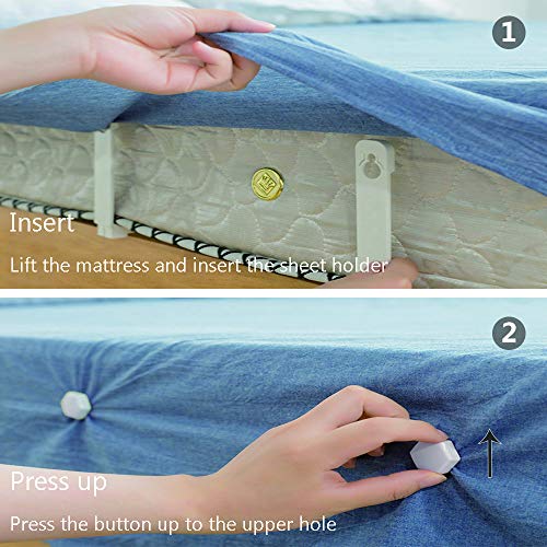 Toosunny 4 Pieces Sheet Holders - New Approach for Keeping Your Sheets On Your Mattress - No Elastic Straps or Clips. Easy Install