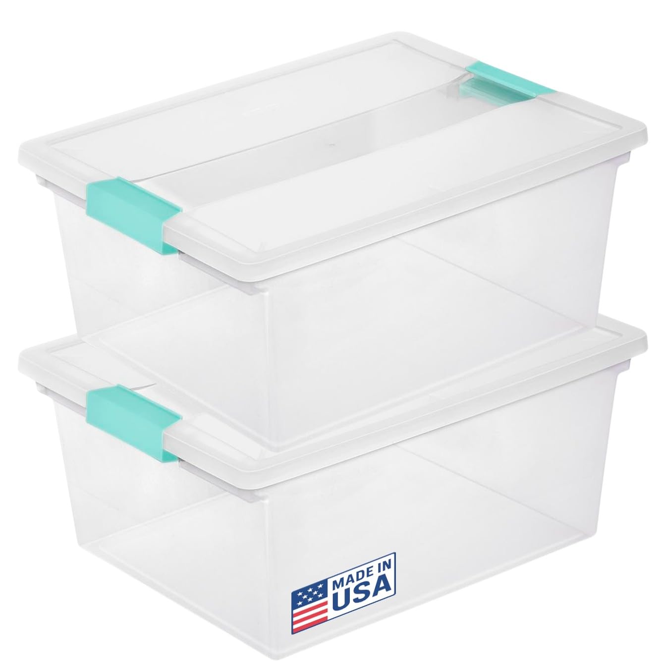 Photo 1 of Tribello Plastic Storage Containers, 12 Qt, Clear with Lids, 2 Pack, Made in USA (Deep - 14 x 11.5 x 6)
